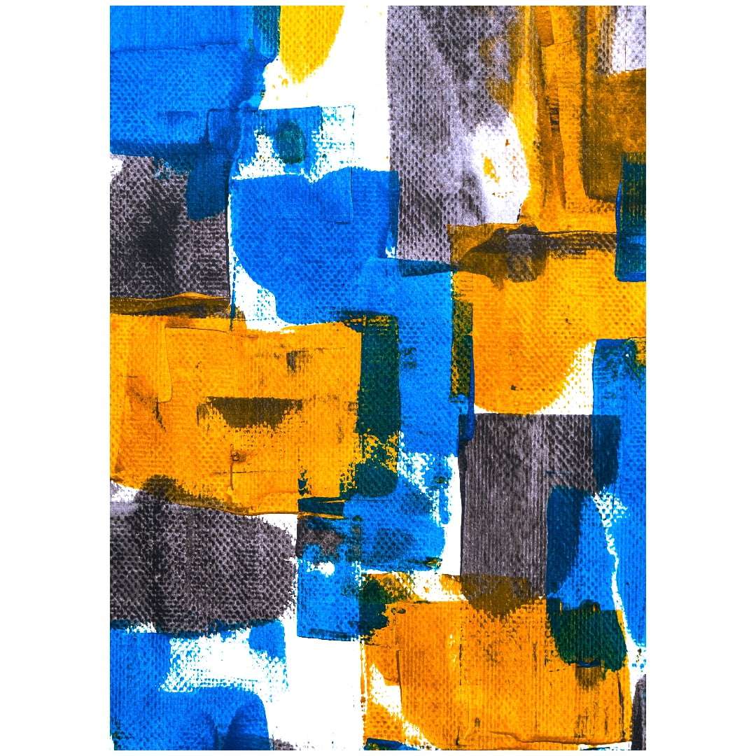 Quadro Abstrato Pintura Minimalista Laranja e Azul