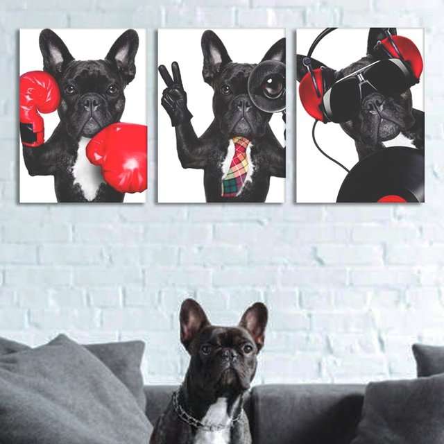Quadro Bulldog Cachorros Decorativo