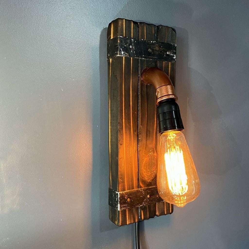 Luminaria arandela em madeira 