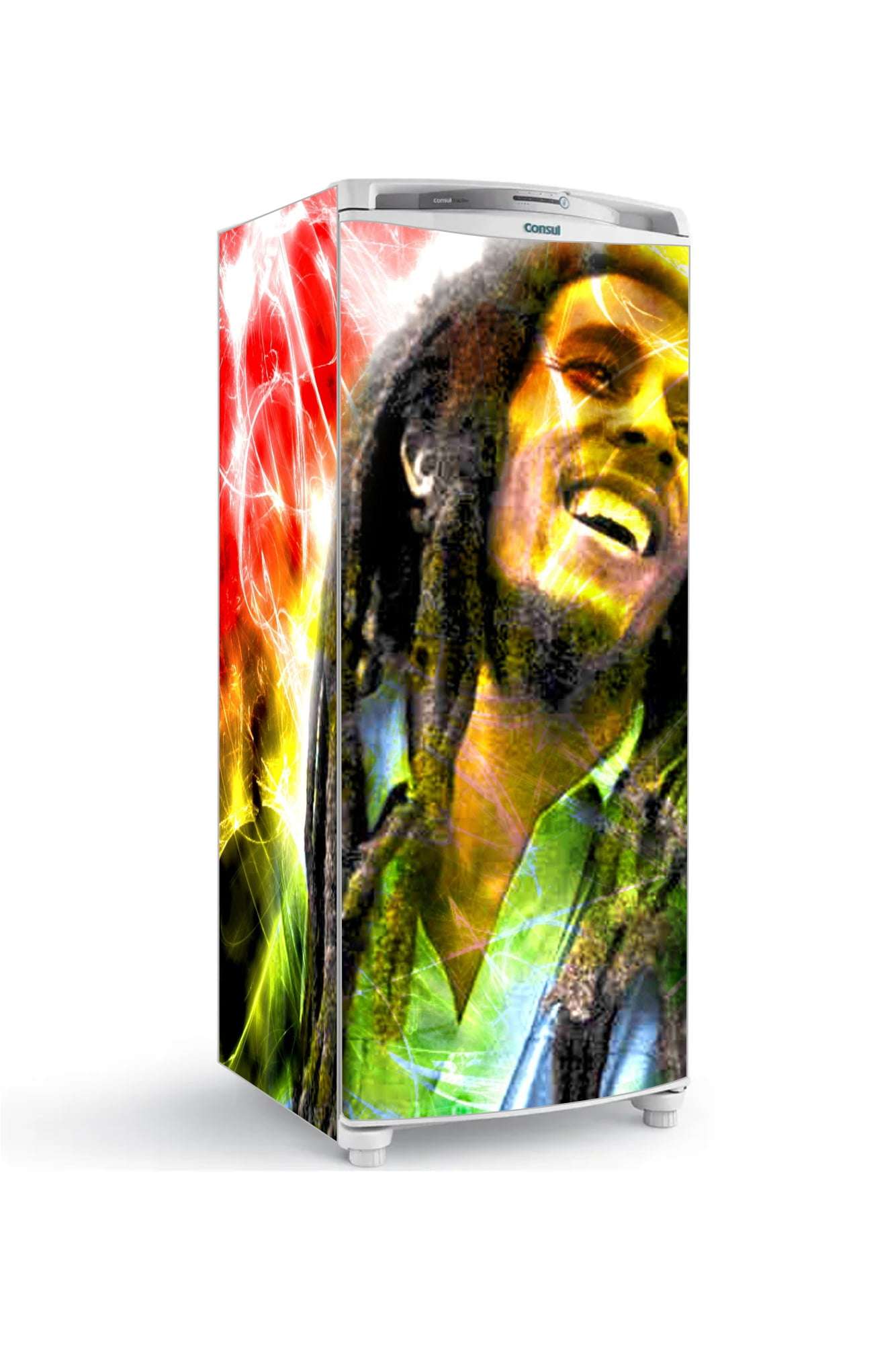 adesivo de geladeira bob marley reggae colorido