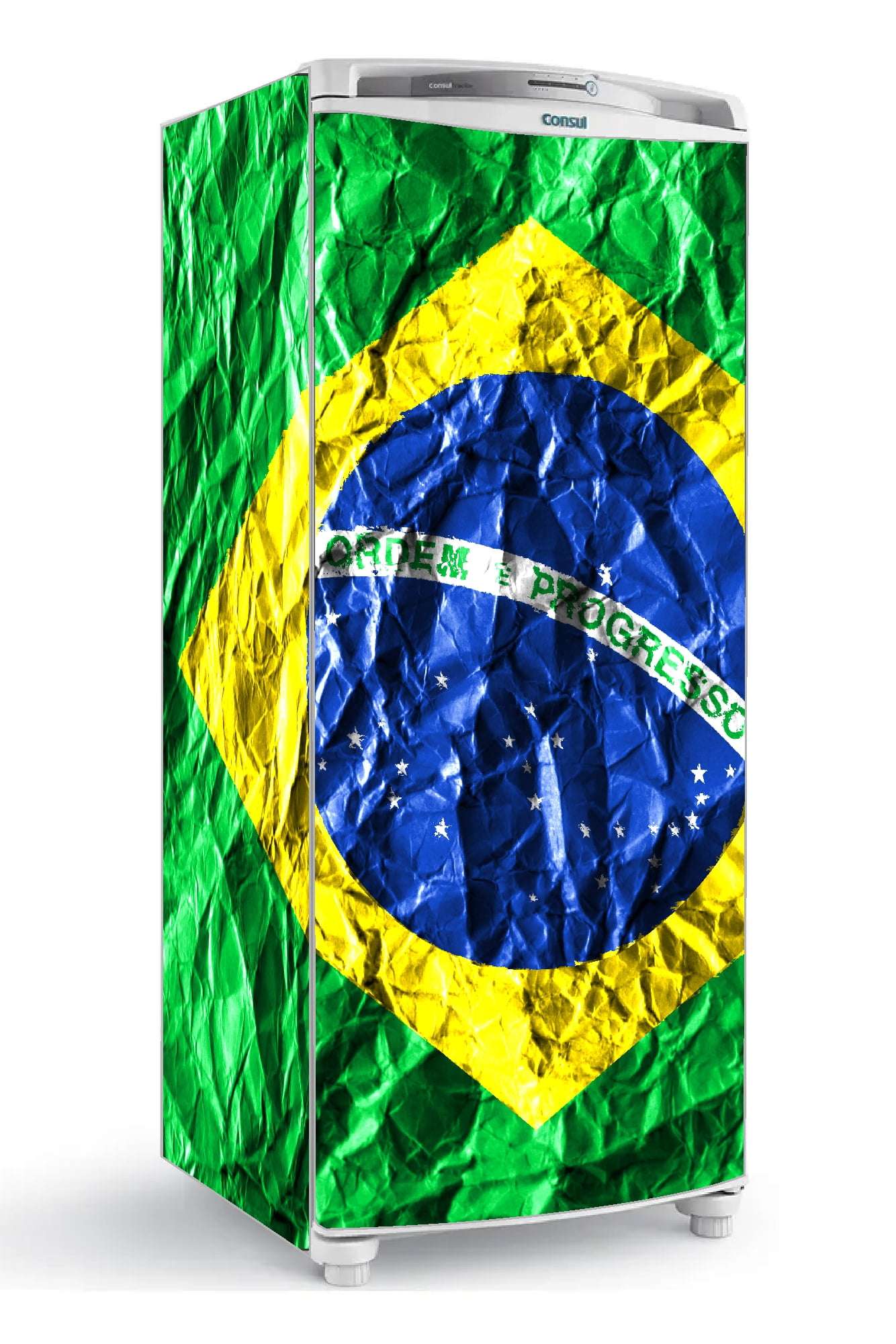 Adesivo geladeira bandeira do brasil papel amassado