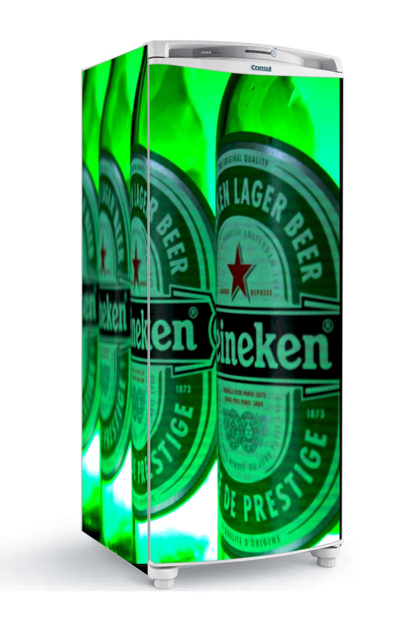 Adesivo Envelopamento Total Geladeira Heineken garrafas iluminadas