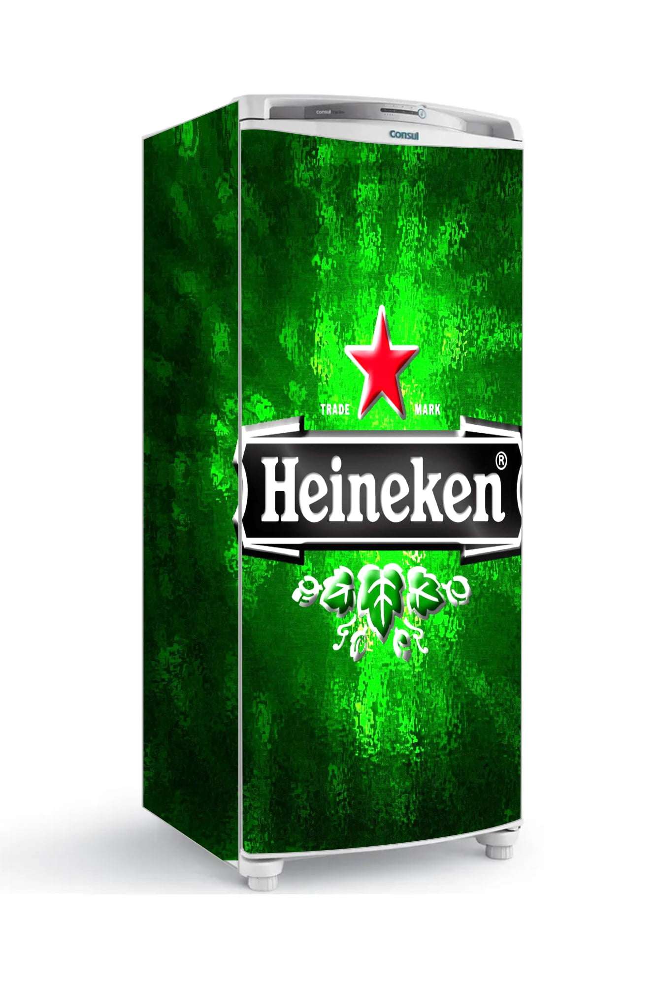 Adesivo Envelopamento Total Geladeira Heineken logo vidro verde