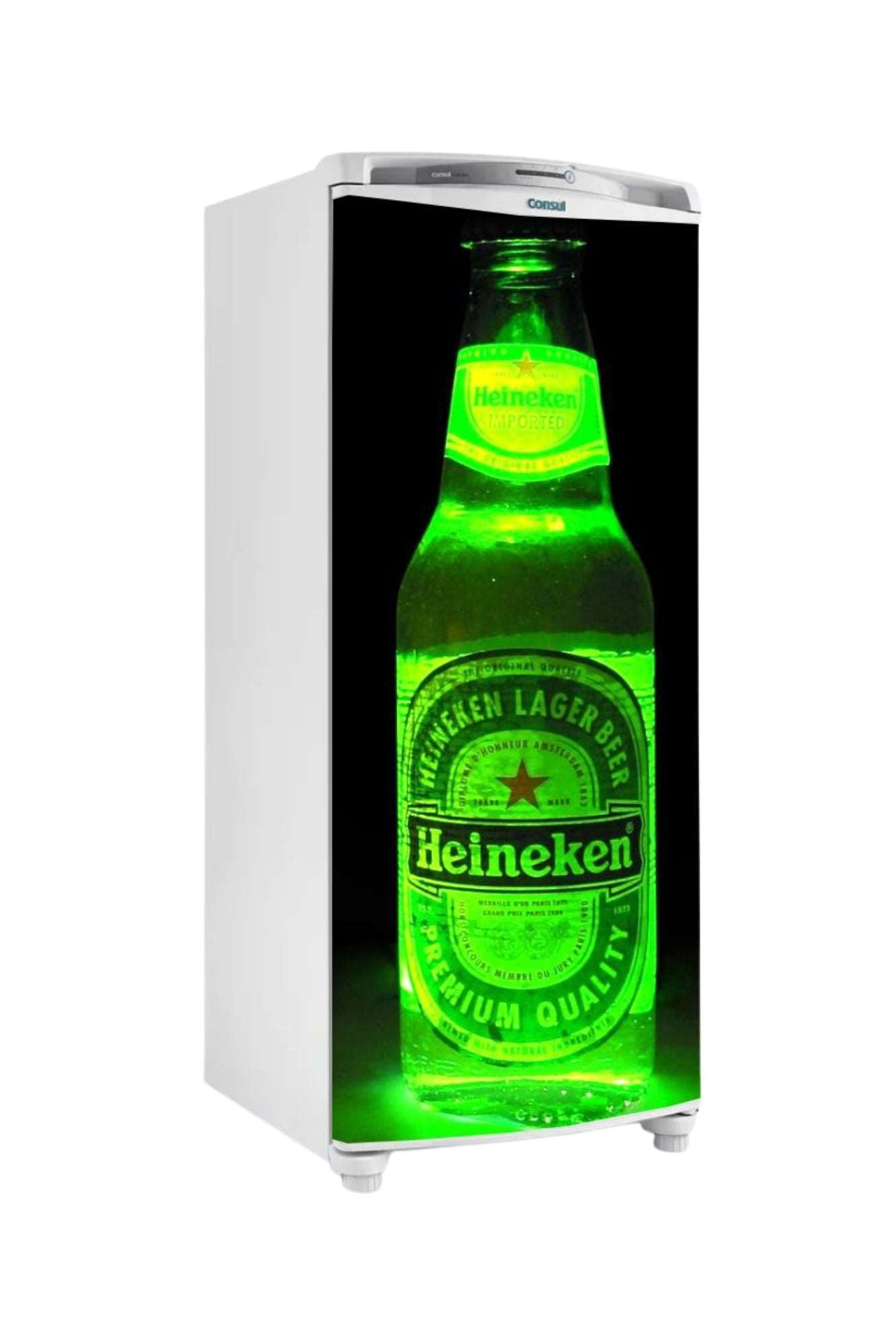 Adesivo heineken garrafa neon para porta geladeira