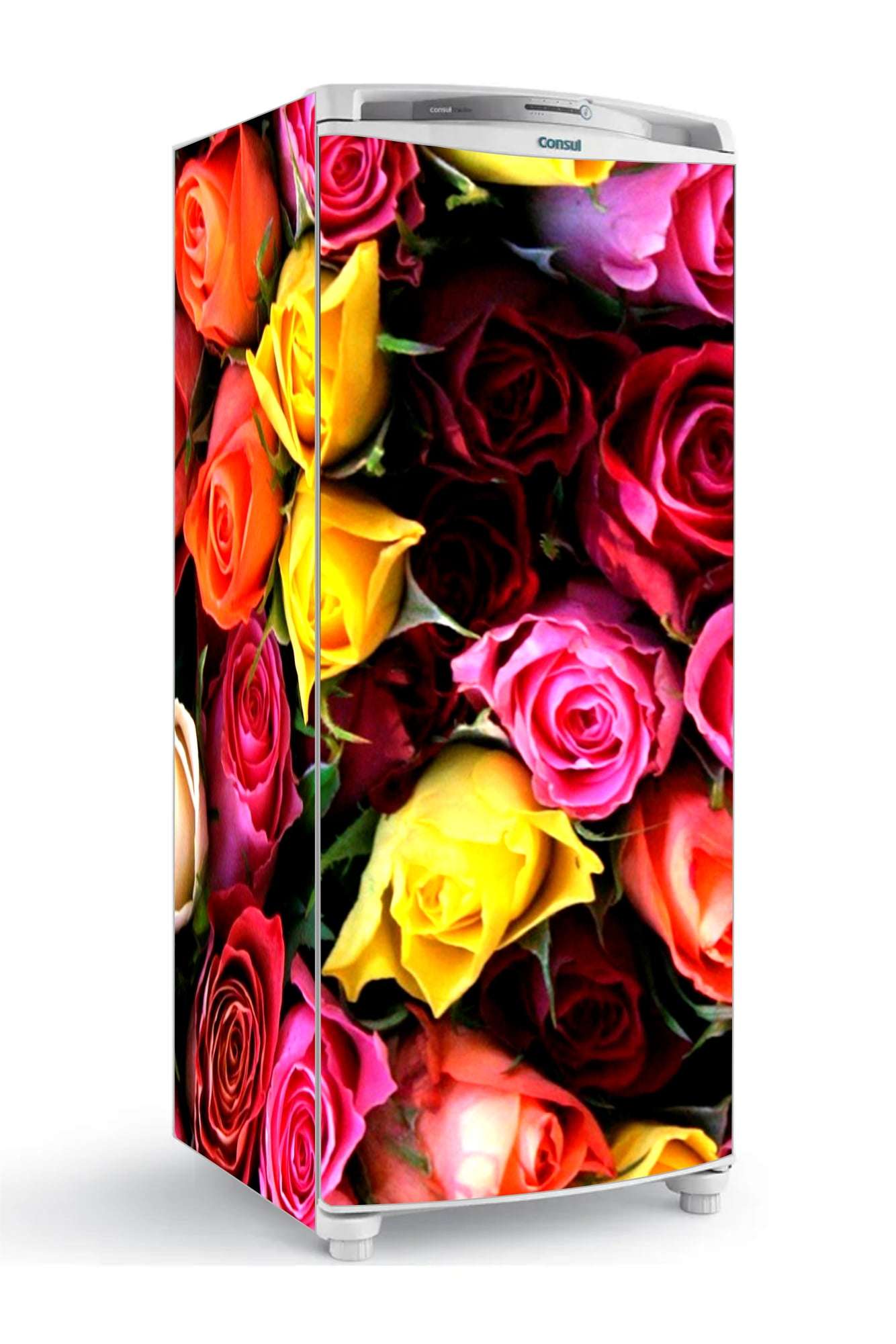 adesivo de geladeira buque flores coloridas