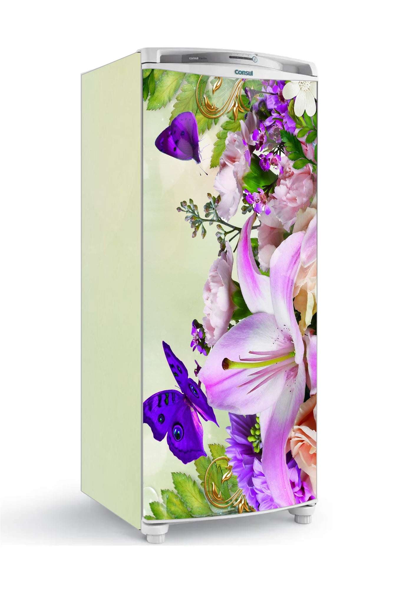 Envelopamento Geladeira Total flores lilas