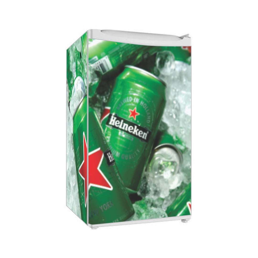Envelopamento de frigobar em adesivo lata verde 