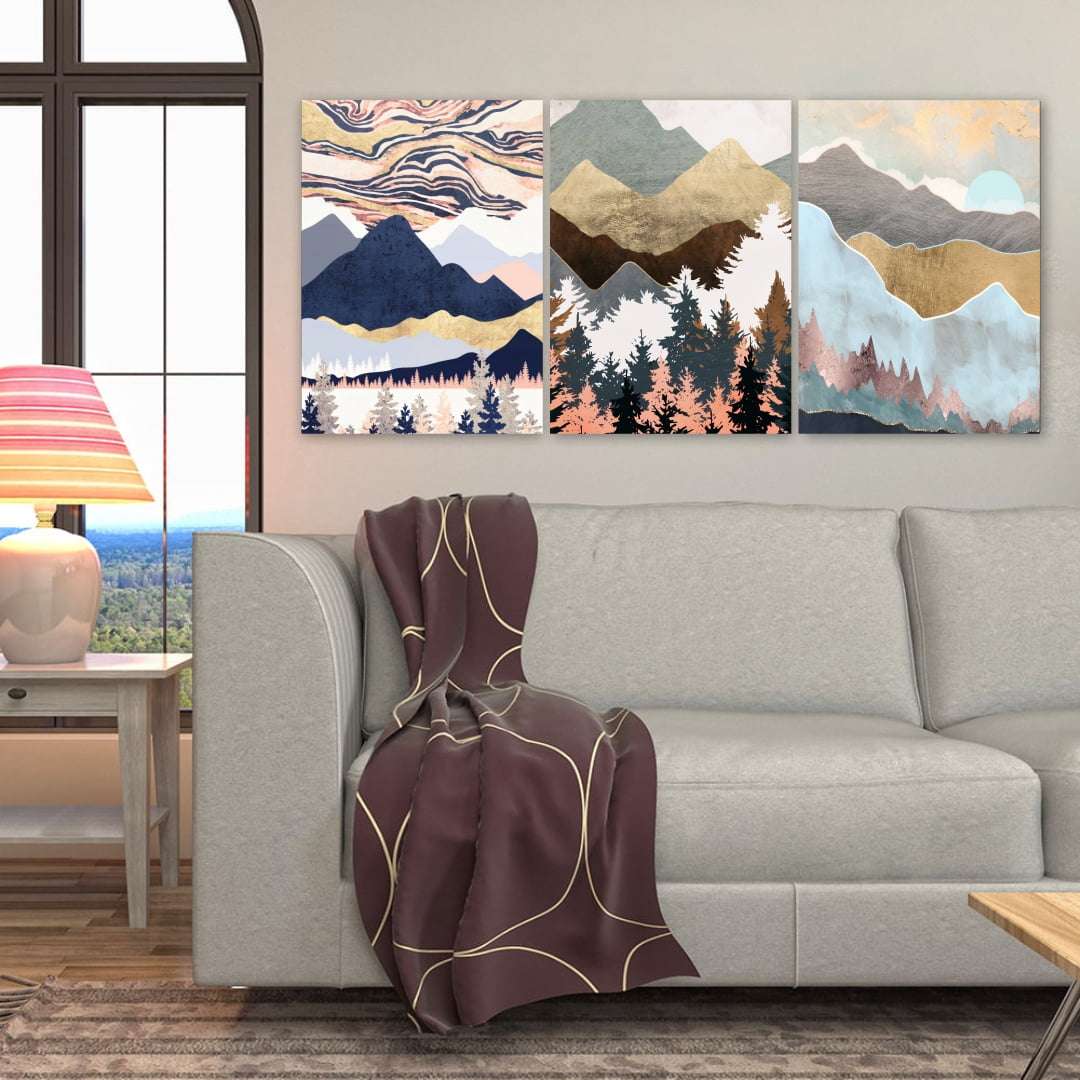 Quadro Abstrato Arte Moderna Montanhas
