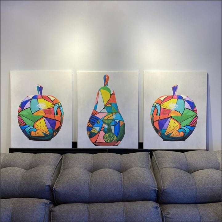 Quadro frutas coloridas abstrato decorativo abstratas