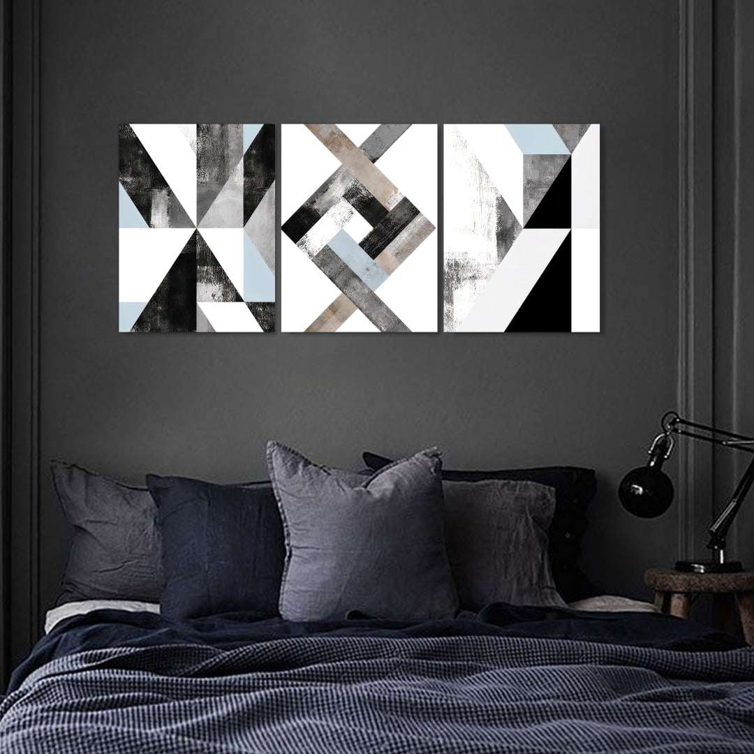 Quadro Decorativo Abstrato Geometrico Preto e Branco