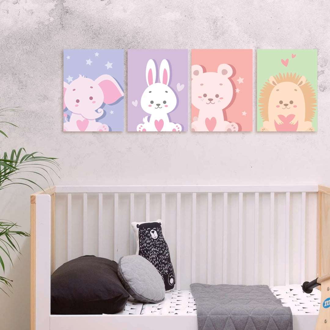 Quadro animais baby decorativo kit 5