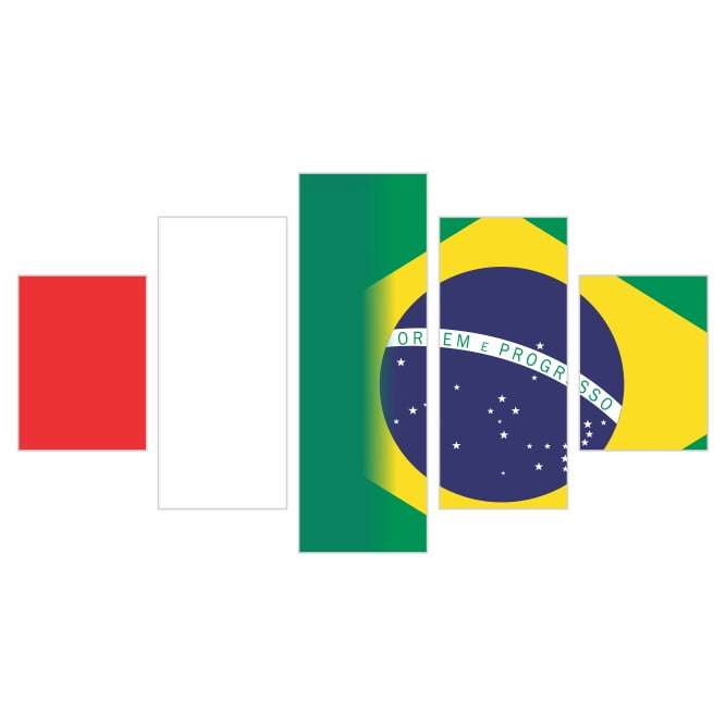 Quadro Decorativo Bandeira Itália X Brasil 
