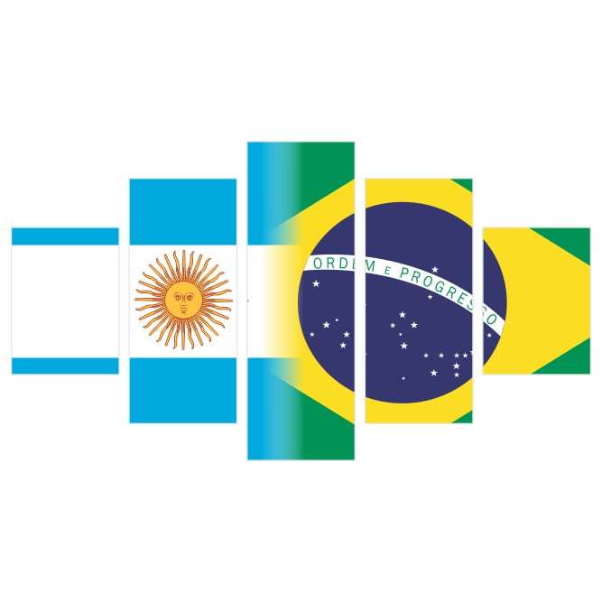 Quadro Decorativo Bandeiras Argentina X Brasil Para Pendurar