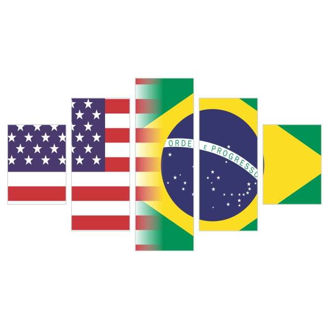 Bandeiras Dos Estados Unidos E Do Brasil Ilustração Stock