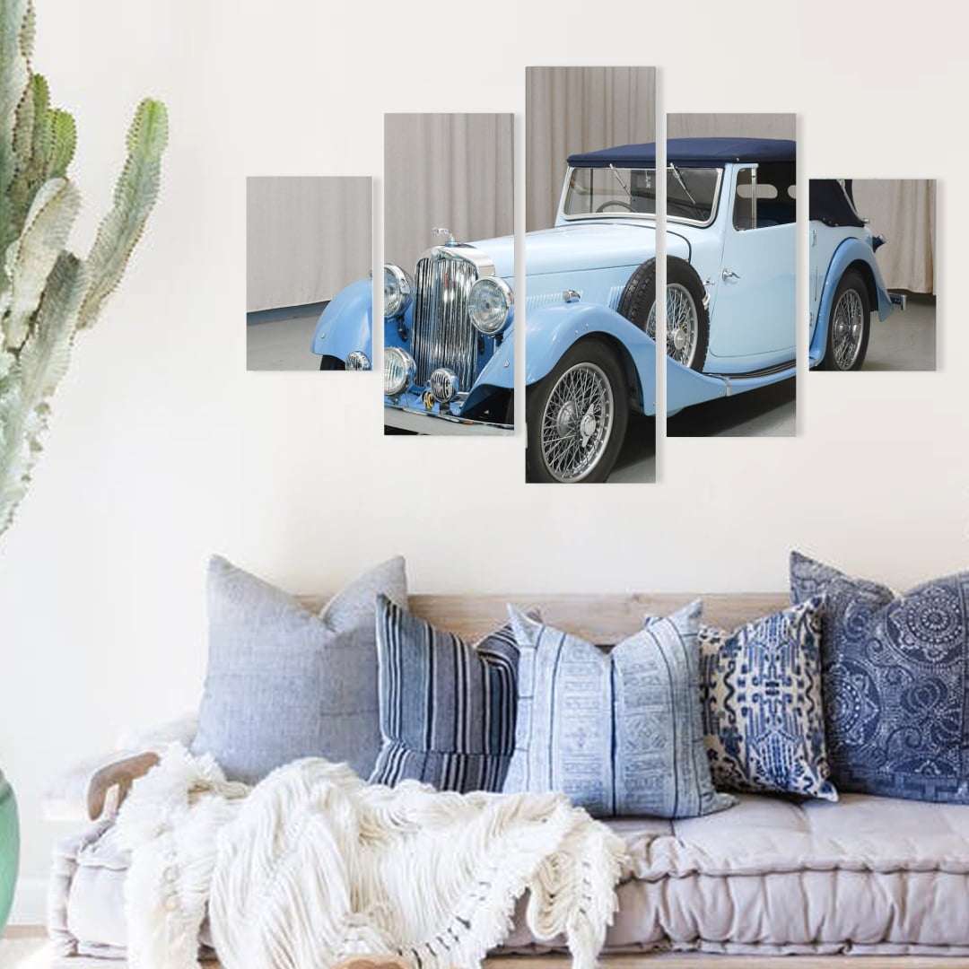 Quadro carro classico azul para decorar 