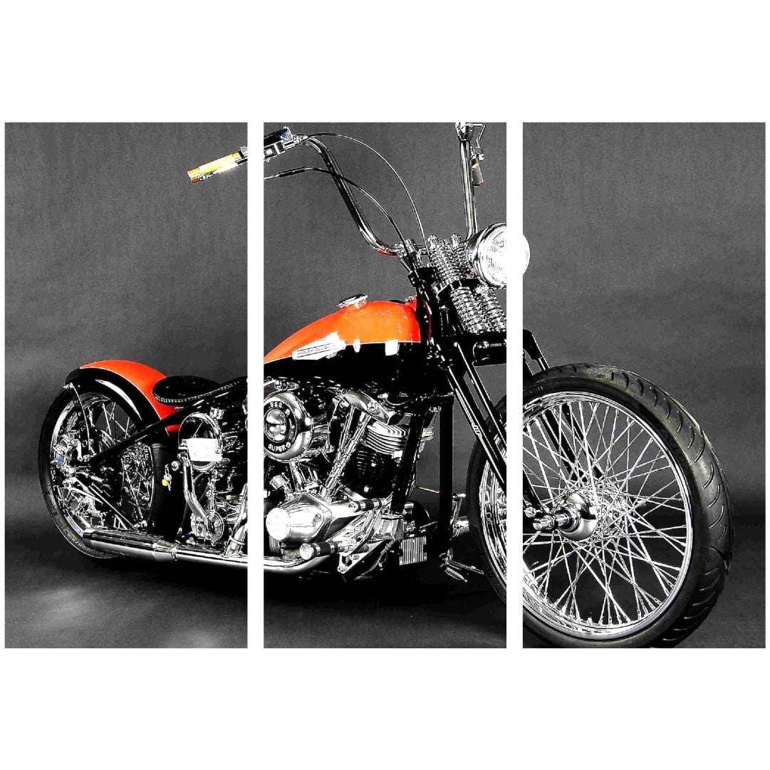 Quadro decorativo desenho moto Harley Davison bege