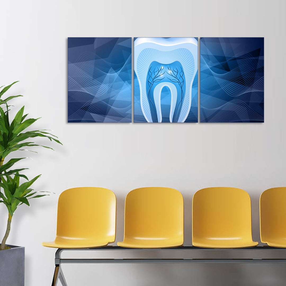 Quadro dentista dente azul decorativo