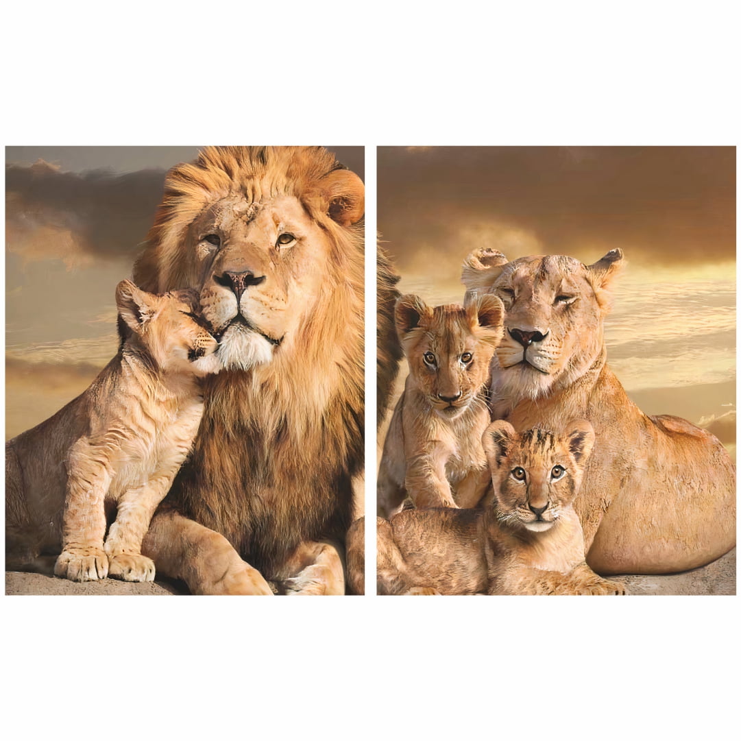 Quadro Família do Leão tres filhotes Elegance