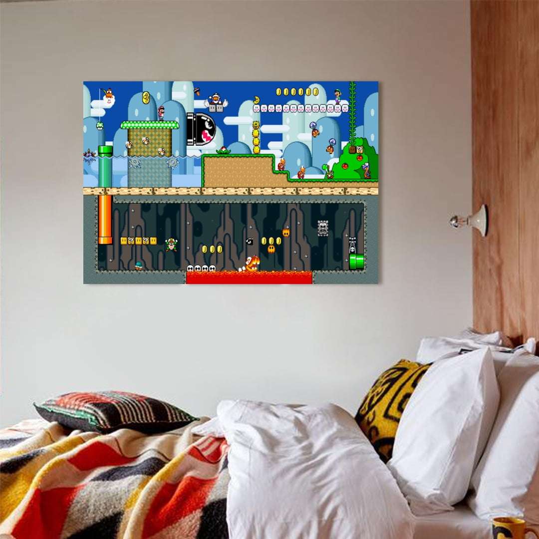 Quadro decorativo Super Mario Pixel Arte Jogo Antigo para sala quarto