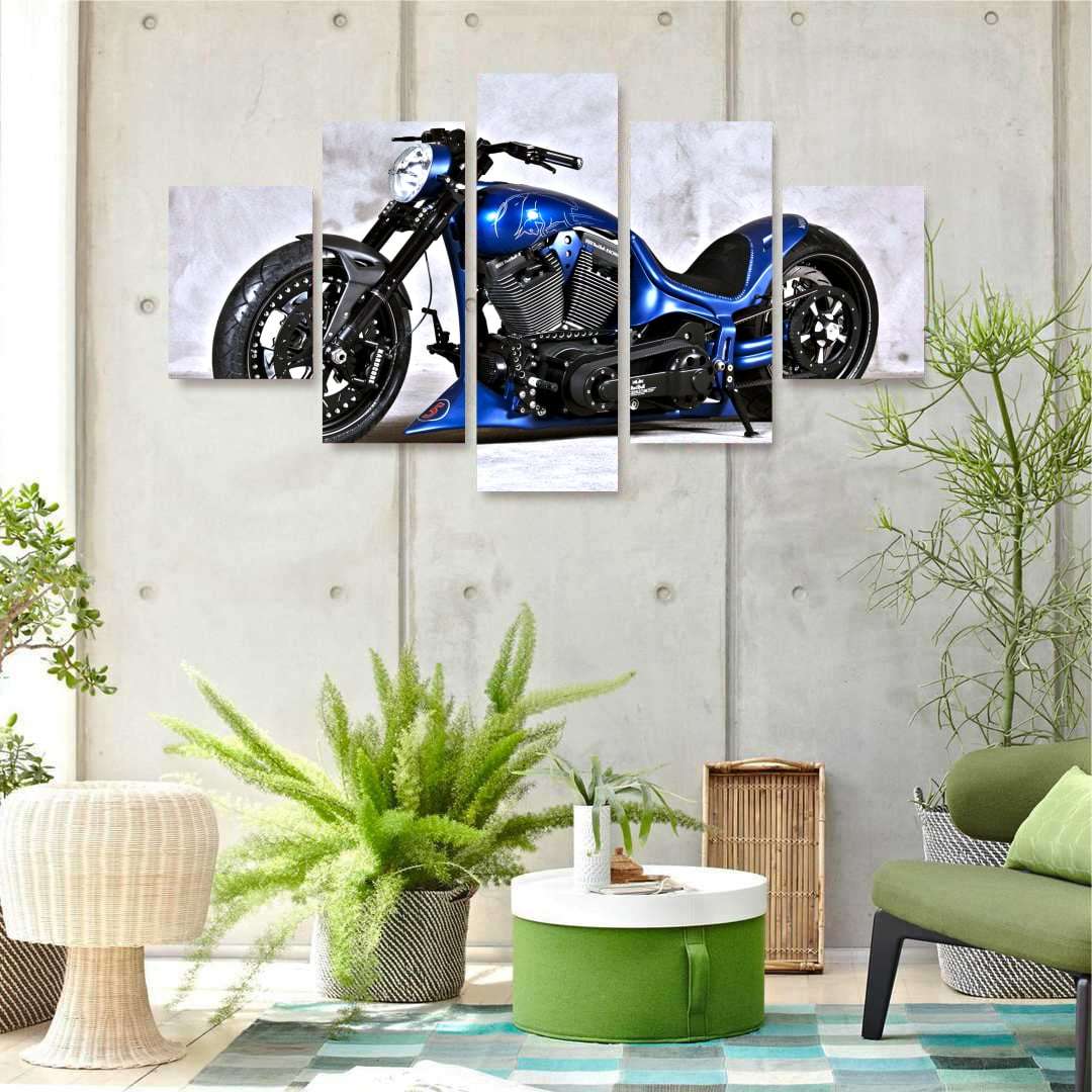 Quadro Harley Davidson Azul para Decoraçao