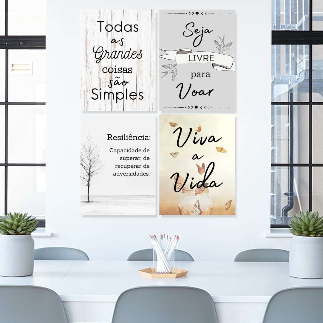 Quadro kit frases motivacionais viva a vida decorativo