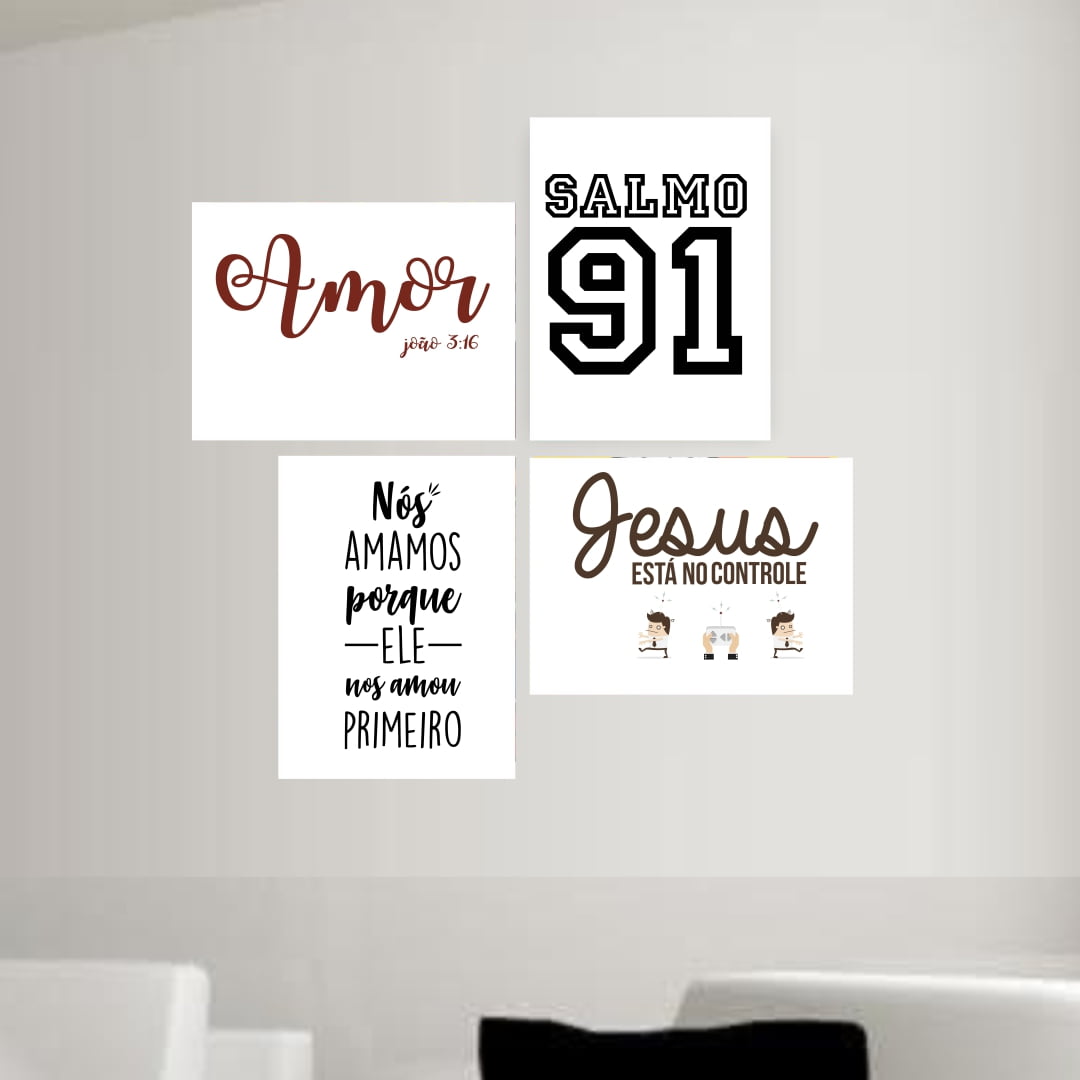 Quadro Decorativo Salmo 91 Frase Religioso