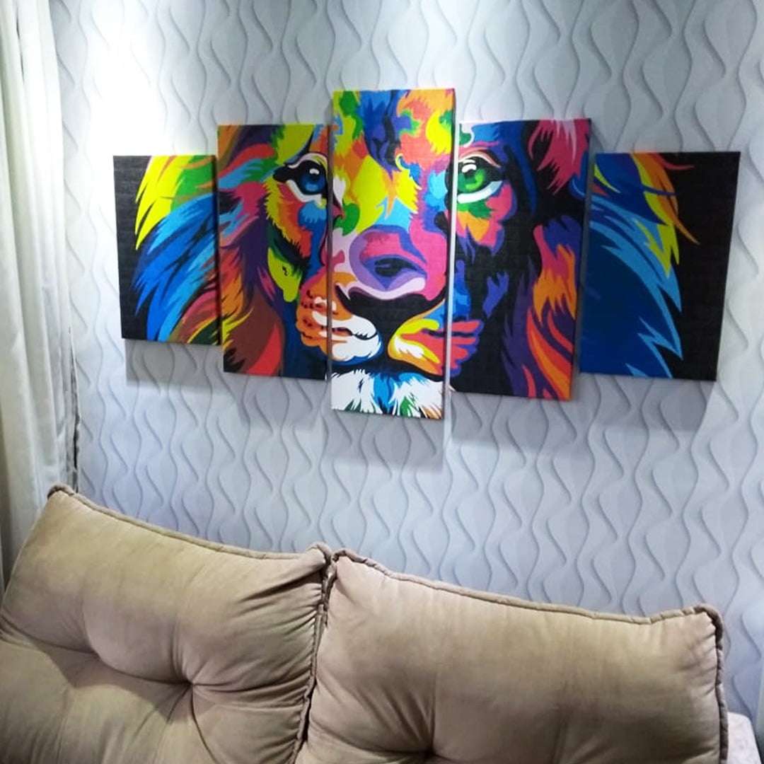 Quadro Leão Colorido moderno