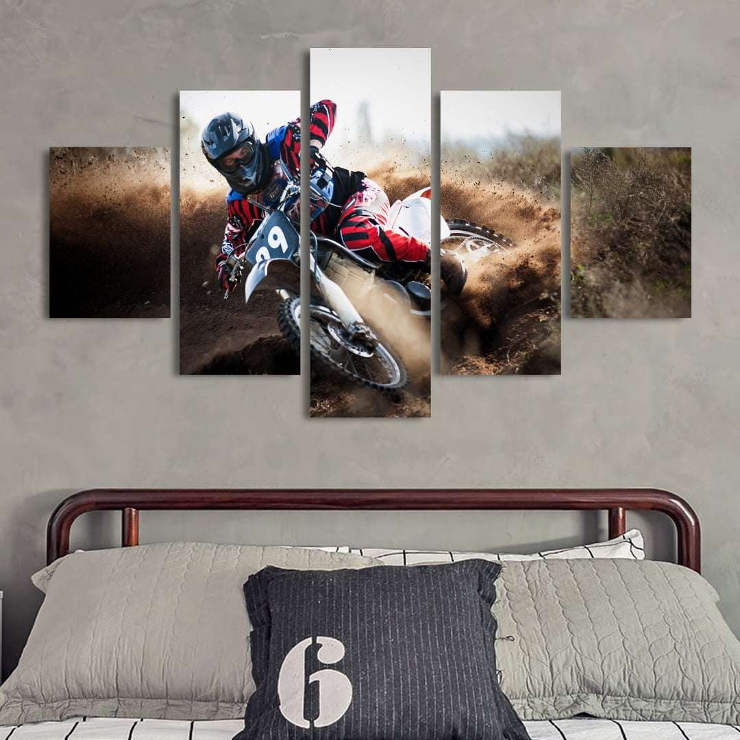 Moto, Quadro em MDF na cor preta com desenho de Moto Cross.…