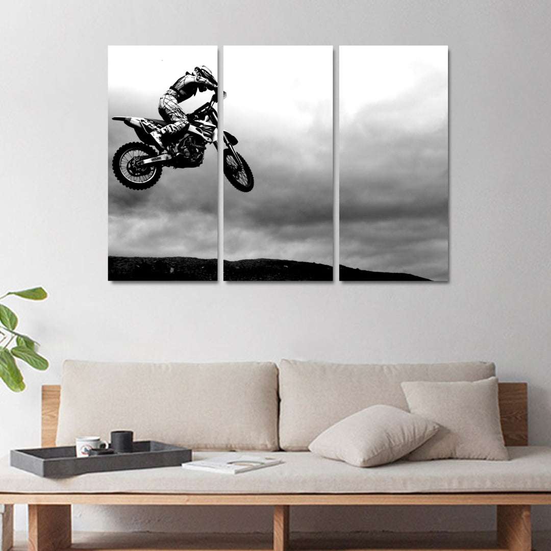 Moto, Quadro em MDF na cor preta com desenho de Moto Cross.…