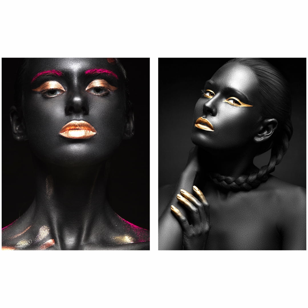 Quadro Mulher Negra Maquiagem Colorida