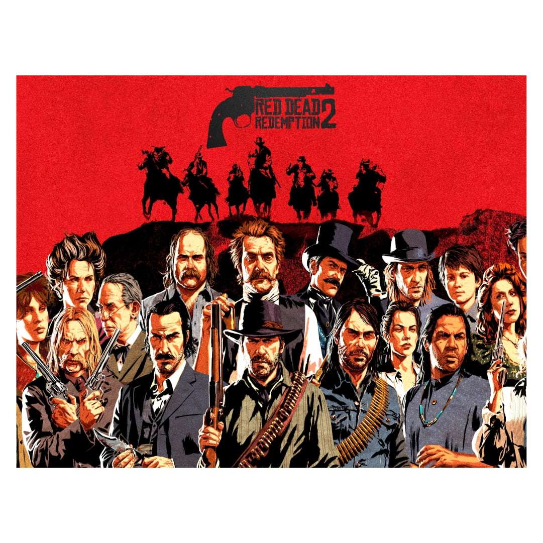 Quadro Red Dead Redemption 2 personagens game decorativo