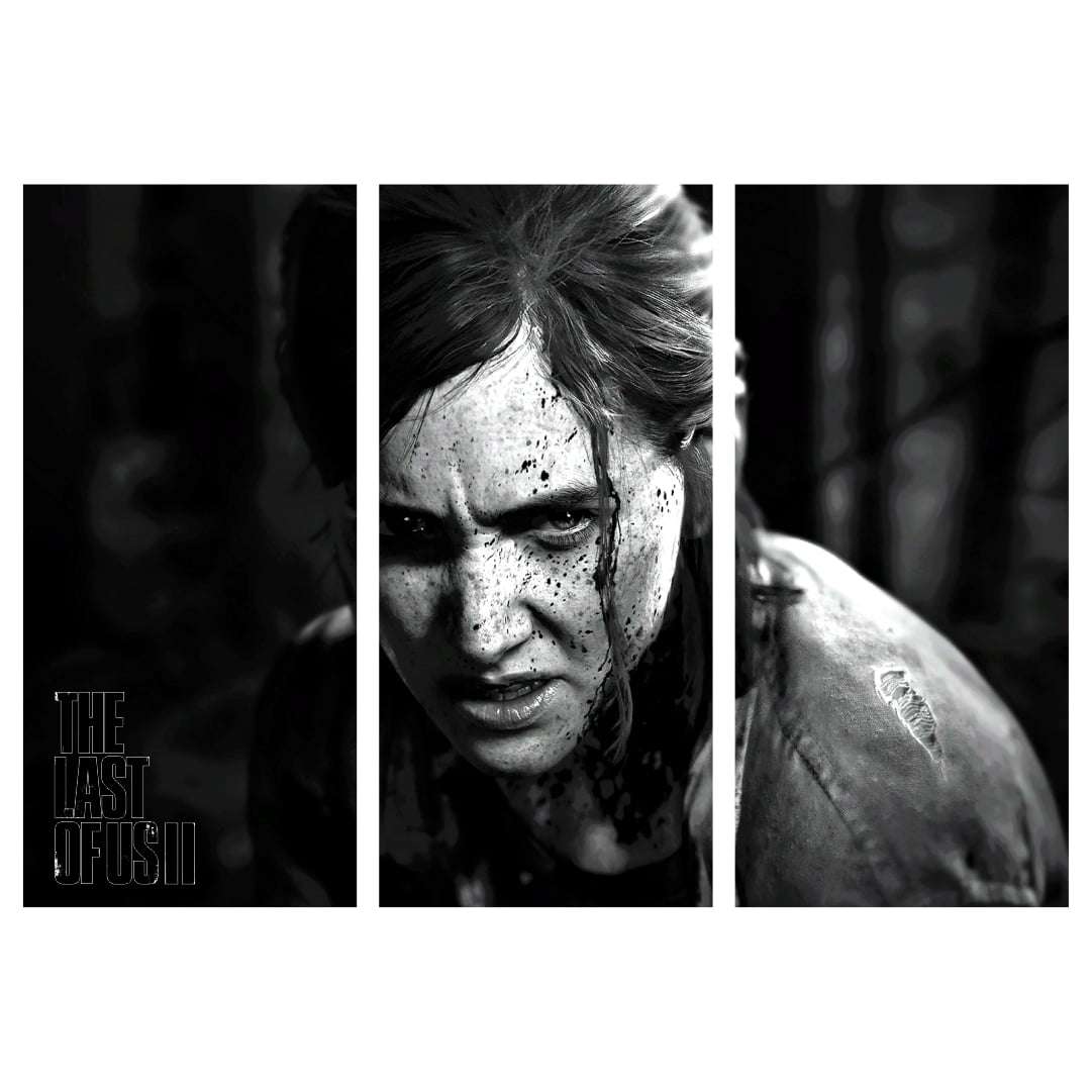 Quadro The Last of Us Part II ellie preto e branco para decorar