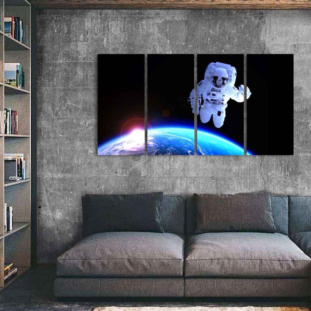 Quadro astronauta espaço planeta terra decorativo