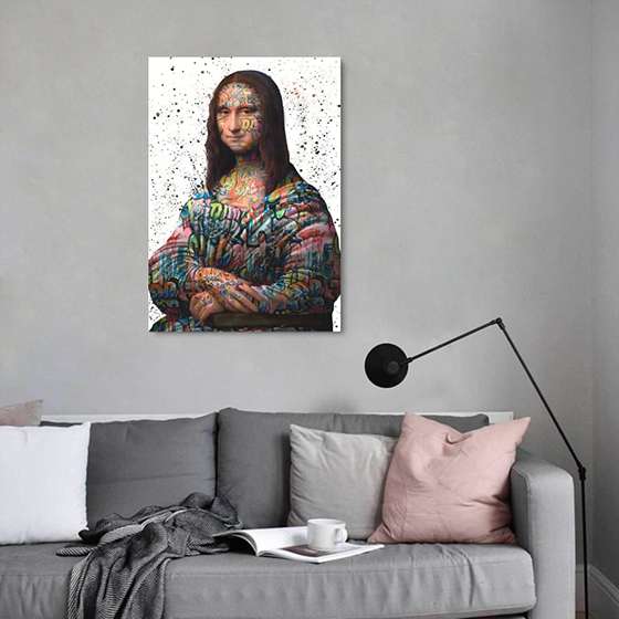 Quadro Mona Lisa Grafite Colorido
