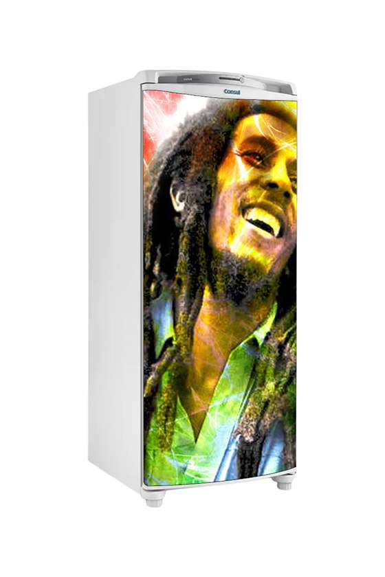 adesivo de geladeira bob marley reggae colorido somente frente
