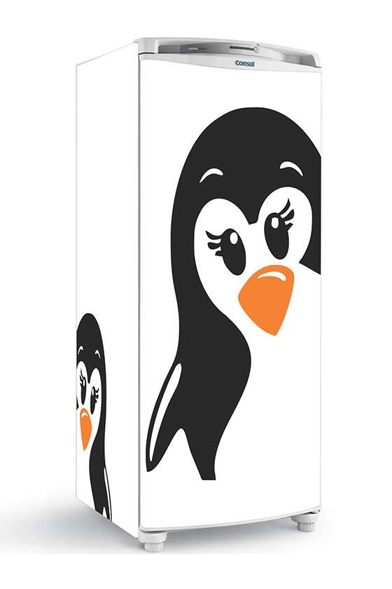 Adesivo envelopamento geladeira cozinha pinguin 