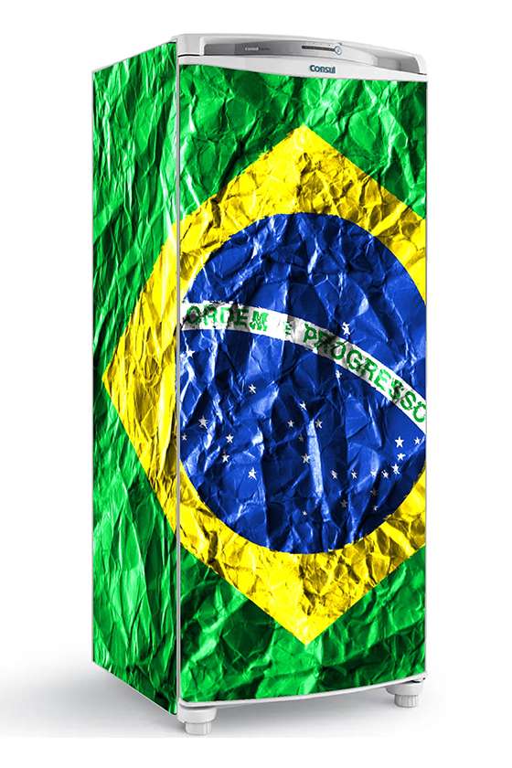 Adesivo geladeira bandeira do brasil papel amassado