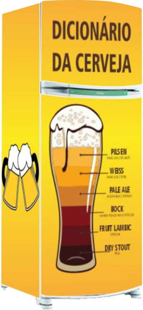 Adesivo Dicionario beer bebida Envelopamento Total Geladeira