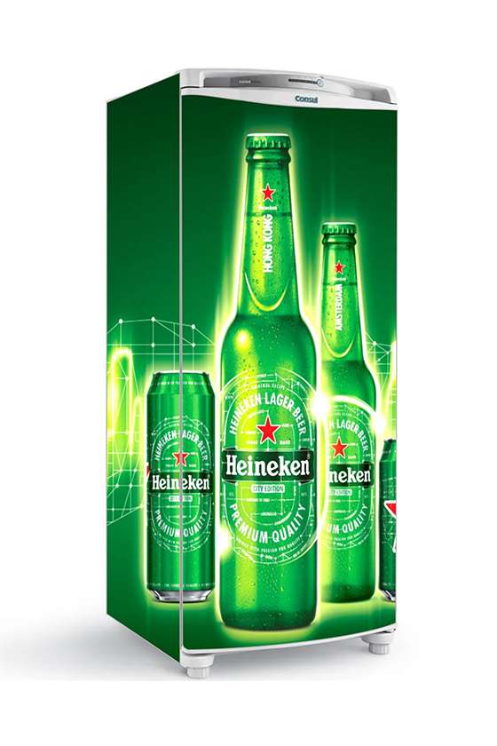 Adesivo Envelopamento Total Geladeira Heineken batimentos cardiacos