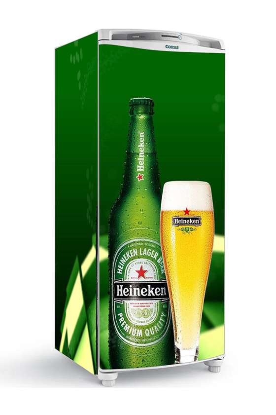 Adesivo Envelopamento Total Geladeira Heineken copo de cerveja
