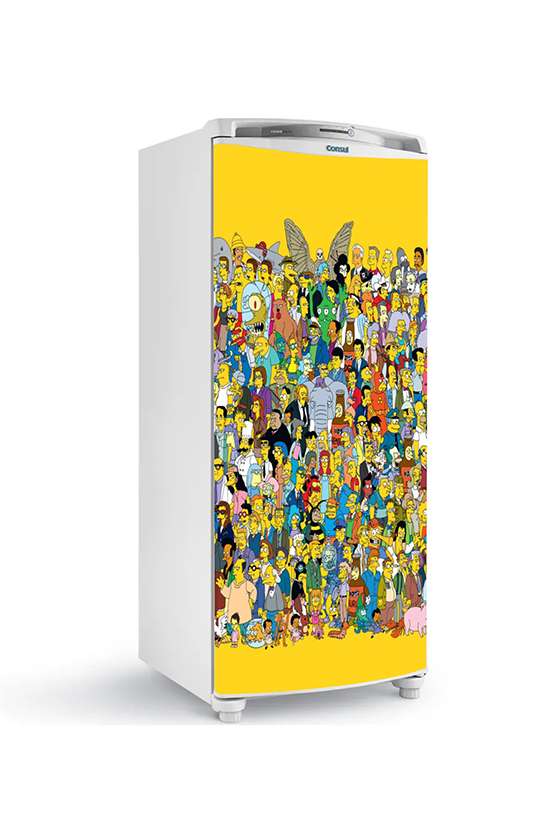 adesivo geladeira simpsons persogens mundo amarelo