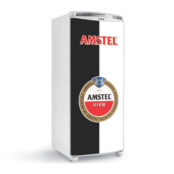 Adesivo Decorativo Branco E Preto Amstel Logo Somente Frente geladeira
