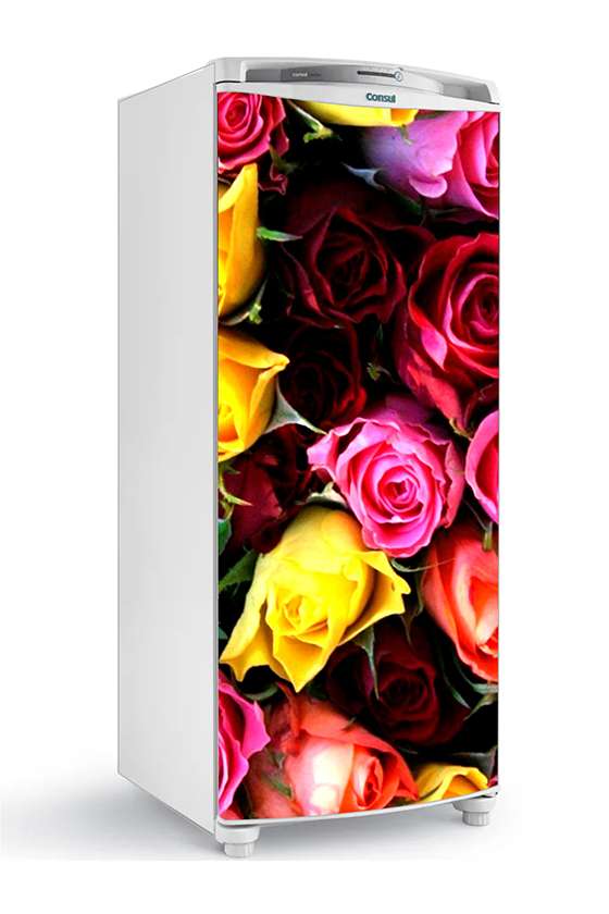 adesivo de geladeira decorativo buque flores coloridas