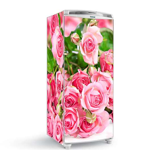 adesivo envelopamento geladeira cozinha rosas