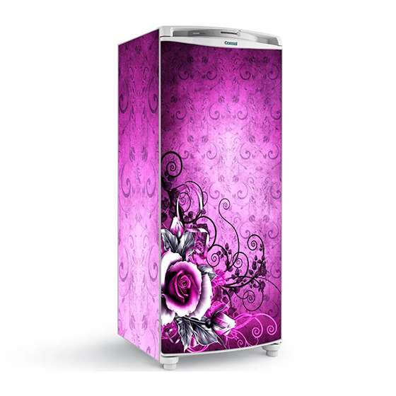 adesivo geladeira envelopamento flores roxas 