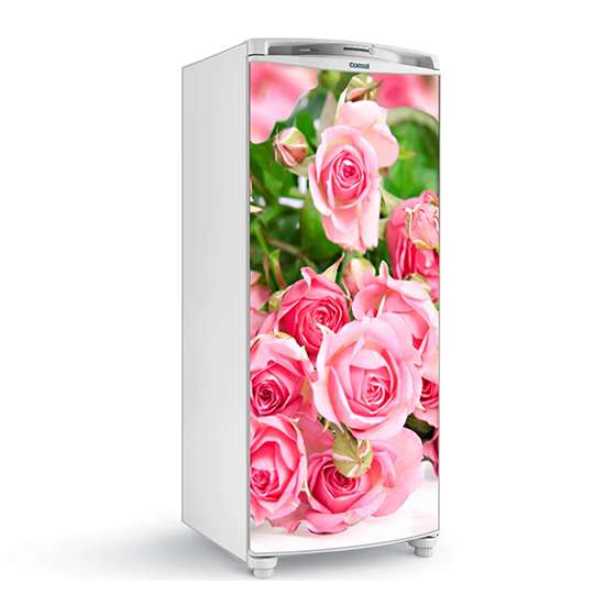 adesivo vinil envelopamento geladeira rosas