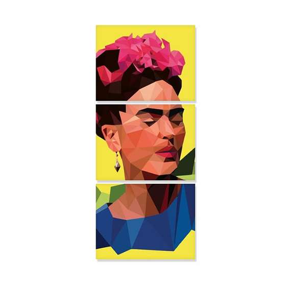 Quadro Frida Kahlo Colorido Geometrico decorativo