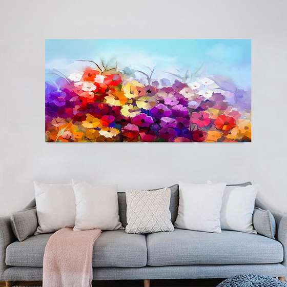 Quadro Luxo Pintura Abstrata Flores Coloridas 