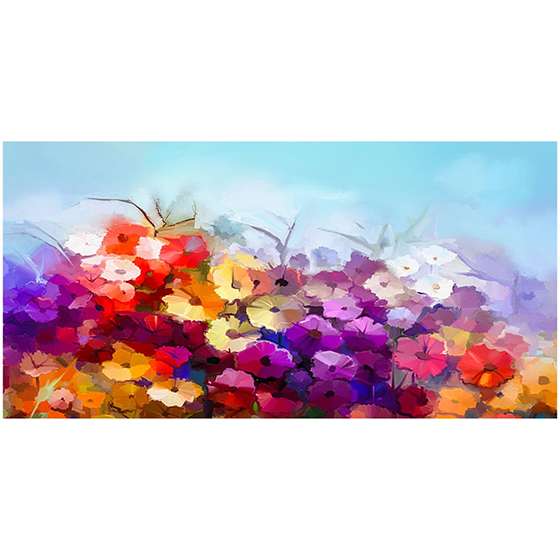 Quadro Luxo Pintura Abstrata Flores Coloridas 