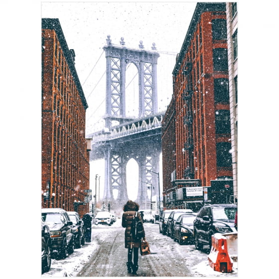 Quadro Luxo Ponte Brooklyn Nova York e Neve
